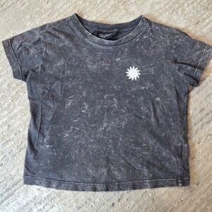 Tiny Whales Kids Sun Graphic Mineral Wash T-Shirt Charcoal Grey Size 7 USA Made